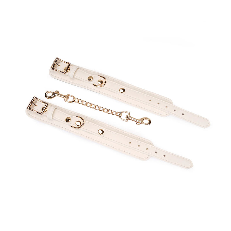 Liebe Seele - Boudoir Amor - Manette in pelle vegana - Bianco con finiture dorate-Erotiekvoordeel.nl