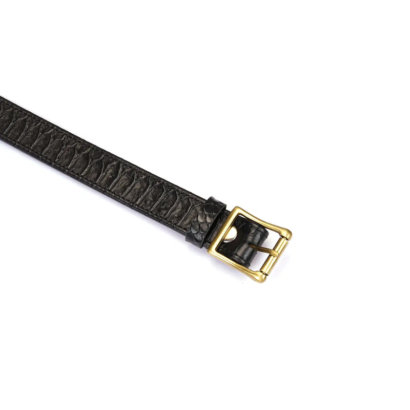 Liebe Seele - Crocodile Noir - Collier étroit en cuir avec imprimé crocodile - Noir-Erotiekvoordeel.nl