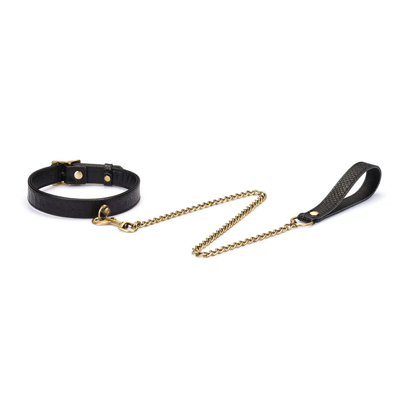 Liebe Seele - Crocodile Noir - Collier étroit en cuir avec imprimé crocodile - Noir-Erotiekvoordeel.nl