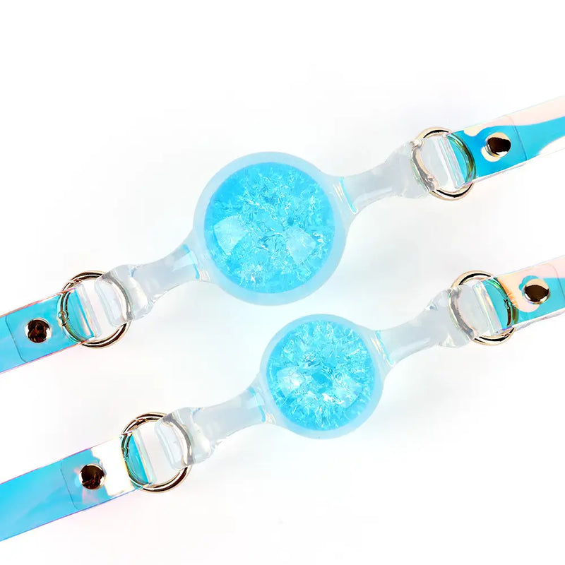 Liebe Seele - Bâillon boule de cristal - Silicone/PVC - Diamètre 4 cm - Bleu-Erotiekvoordeel.nl