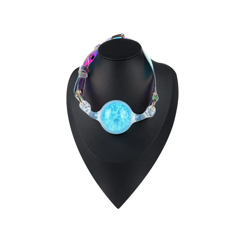 Liebe Seele - Bâillon boule de cristal - Silicone/PVC - Diamètre 4 cm - Bleu-Erotiekvoordeel. nl