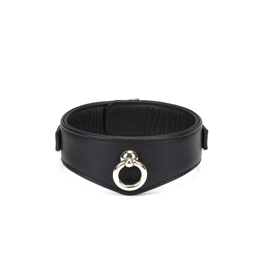 Liebe Seele - Dark Secret - Exclusieve Curved Collar Met Leiband En Gouden Hardware - Zwart/Goud-Erotiekvoordeel.nl