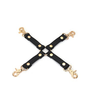 Liebe Seele - Dark Secret - Exclusieve Lederen Hogtie Bondagehulp Met Goud Metalen beslag - Zwart/Goud-Erotiekvoordeel.nl