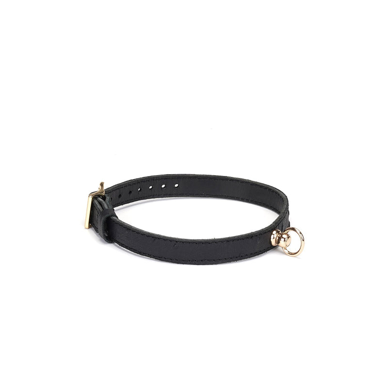 Liebe Seele Demon's Kiss Collar – Luxury Leather Collar with Gold O-ring - Erotiekvoordeel.nl