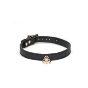 Liebe Seele Demon's Kiss Collar – Luxury Leather Collar with Gold O-ring - Erotiekvoordeel.nl