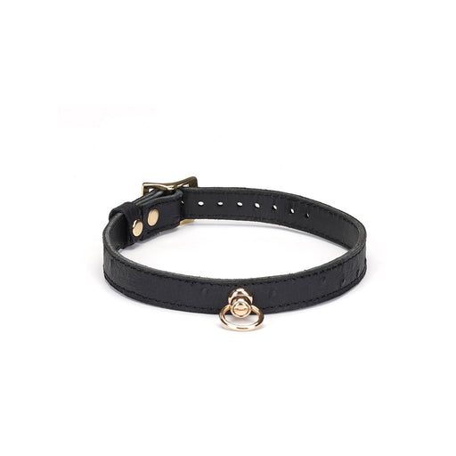 Liebe Seele Demon's Kiss Collar - Luxuriöses Lederhalsband mit goldenem O-Ring - Erotiekvoordeel.nl