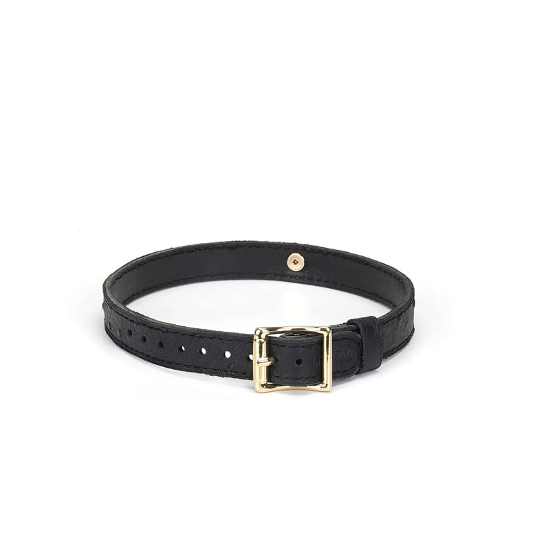 Liebe Seele Demon's Kiss Collar – Luxe Leren Halsband met Gouden O-ring-Erotiekvoordeel.nl
