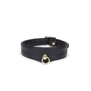 Liebe Seele - Demon's Kiss - Schmales, gebogenes Halsband mit Leine - Luxuriöses und exklusives Design - Schwarz/Gold - Erotiekvoordeel.nl