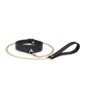 Liebe Seele - Demon's Kiss - Schmales, gebogenes Halsband mit Leine - Luxuriöses und exklusives Design - Schwarz/Gold - Erotiekvoordeel.nl
