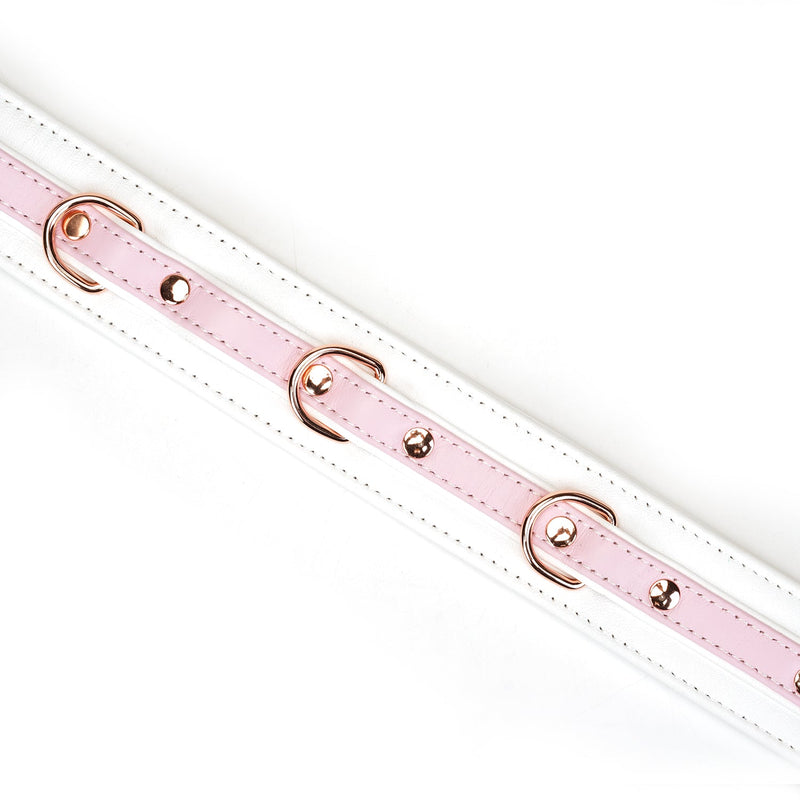 Liebe Seele - Fairy - Leren Collar met Leiband - Roze/Wit-Erotiekvoordeel.nl