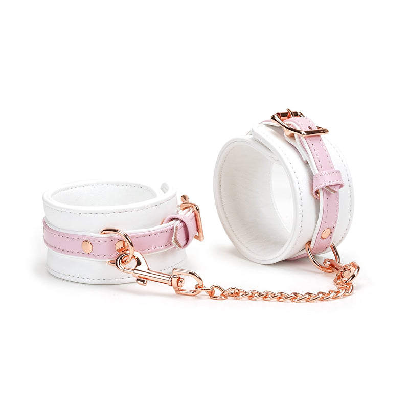 Liebe Seele - Fairy - Leather Ankle Cuffs - Rose Gold Hardware - Pink/White - Erotiekvoordeel.nl
