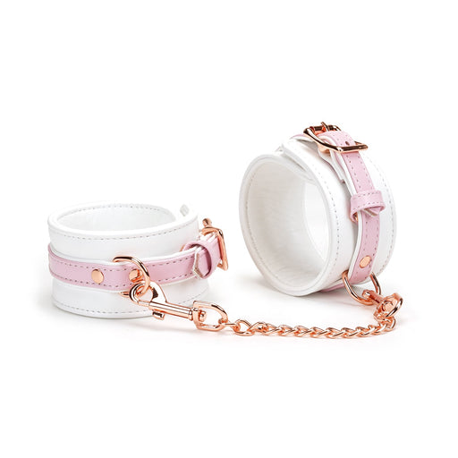 Liebe Seele - Fairy - Leather Ankle Cuffs - Rose Gold Hardware - Pink/White - Erotiekvoordeel.nl