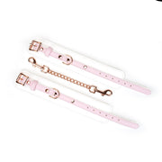 Liebe Seele - Fairy - Leather Wrist Cuffs - Rose Gold Buckles - Pink/White-Erotiekvoordeel.nl