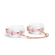 Liebe Seele - Fairy - Leather Wrist Cuffs - Rose Gold Buckles - Pink/White-Erotiekvoordeel.nl