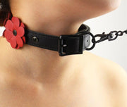 Liebe Seele - Flower Rhythm - Collar met Bloemen uit Leer - Exclusief en uniek ontwerp uit Japan - Rood/Zwart-Erotiekvoordeel.nl