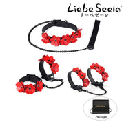Liebe Seele - Flower Rhythm - Collar met Bloemen uit Leer - Exclusief en uniek ontwerp uit Japan - Rood/Zwart-Erotiekvoordeel.nl