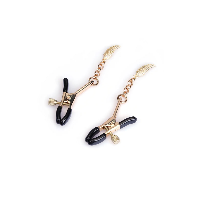 Liebe Seele - Luxe Tepelklemmen met Engelenvleugels Hangers met Strass - Goud-Erotiekvoordeel.nl