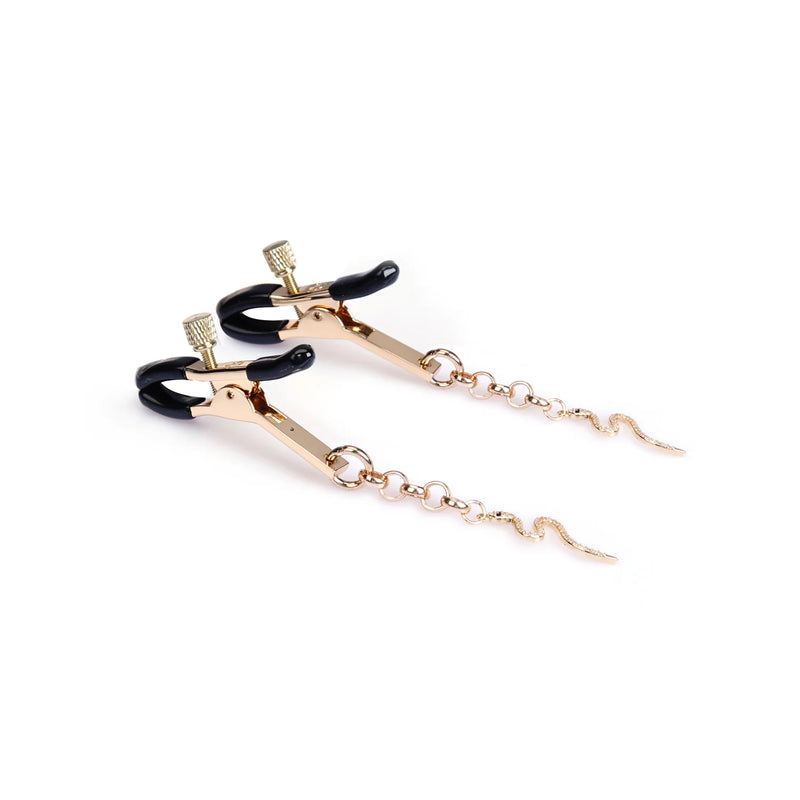 Liebe Seele - Luxe Tepelklemmen met Strass Slangen Hangertjes - Goud-Erotiekvoordeel.nl