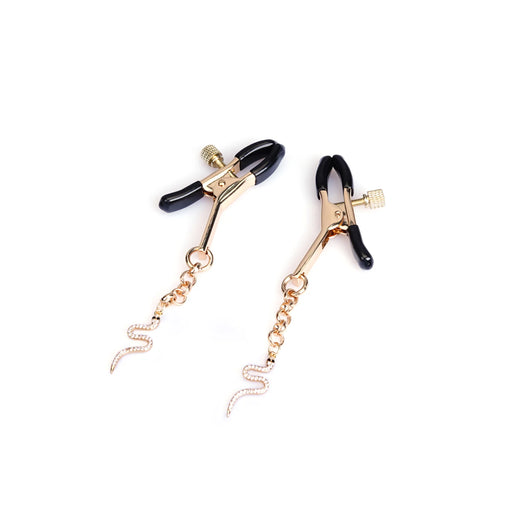 Liebe Seele - Luxuriöse Nippelklemmen mit Strass-Schlangen-Anhängern - Gold-Erotiekvoordeel.nl