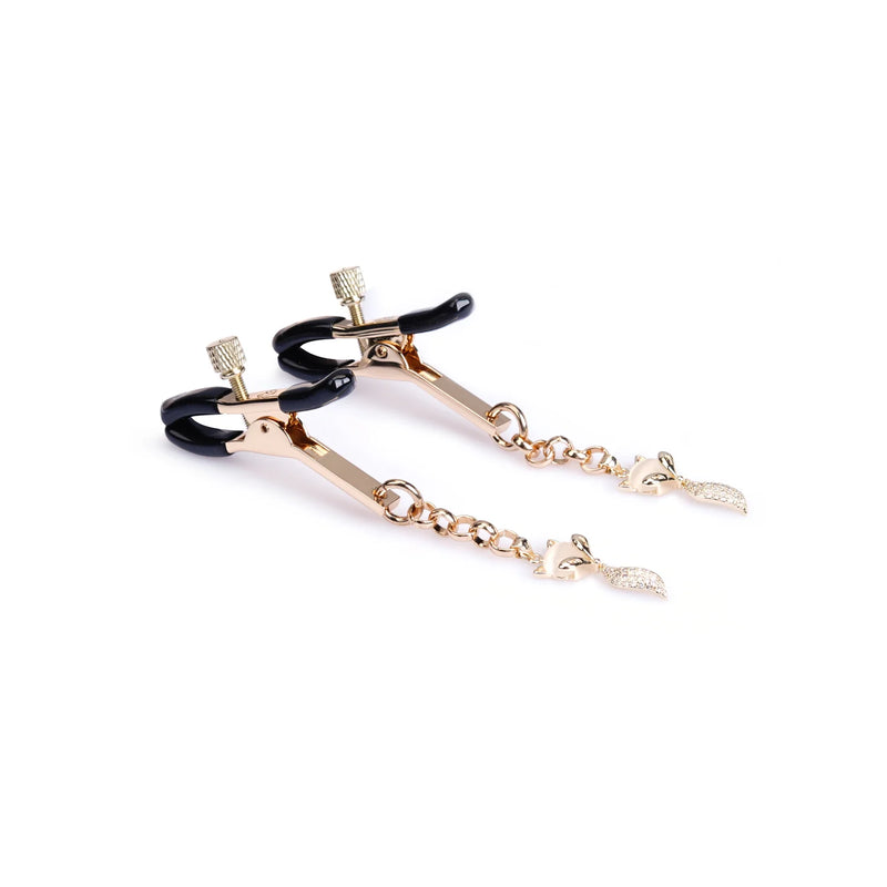 Liebe Seele - Pinze per capezzoli di lusso con ciondoli a forma di volpe con strass - Goud-Erotiekvoordeel.nl