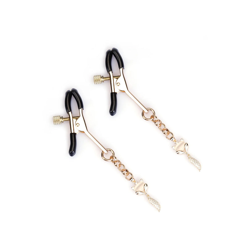 Liebe Seele - Pinze per capezzoli di lusso con ciondoli a forma di volpe con strass - Goud-Erotiekvoordeel.nl