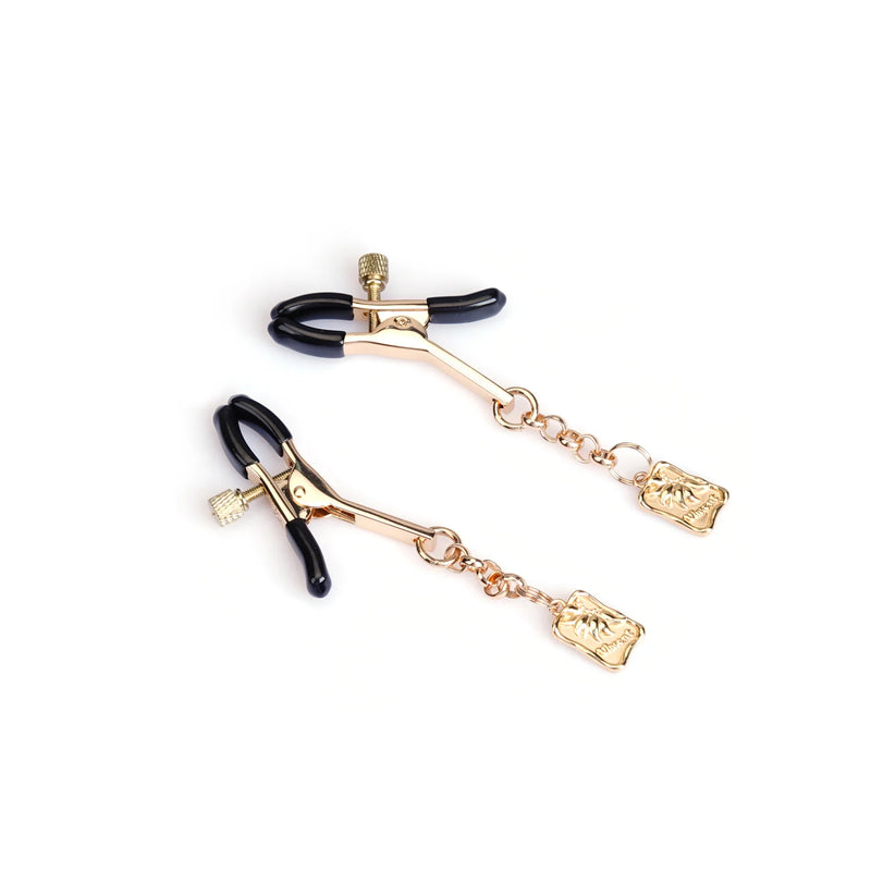 Liebe Seele - Pinces à tétons de luxe avec pendentifs carrés - Or-Erotiekvoordeel.nl