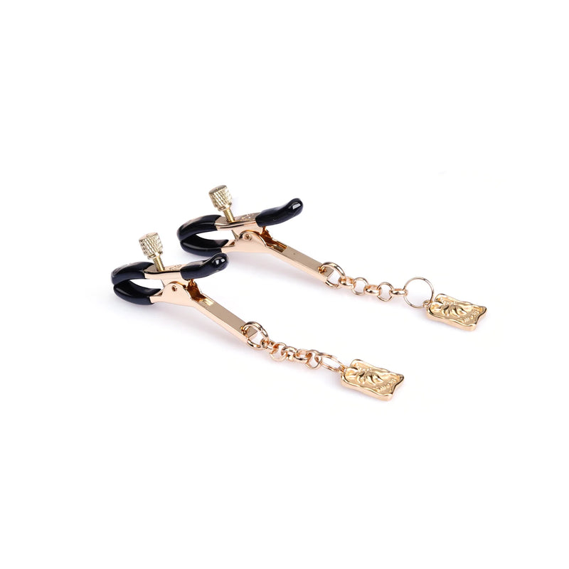Liebe Seele - Pinces à tétons de luxe avec pendentifs carrés - Or-Erotiekvoordeel.nl