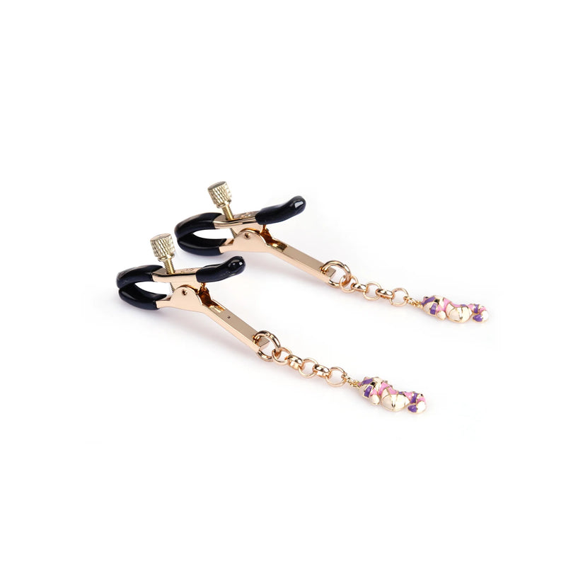 Liebe Seele - Luxe Tepelklemmen met Zeepaard Hangertjes - Roze/Goud-Erotiekvoordeel.nl