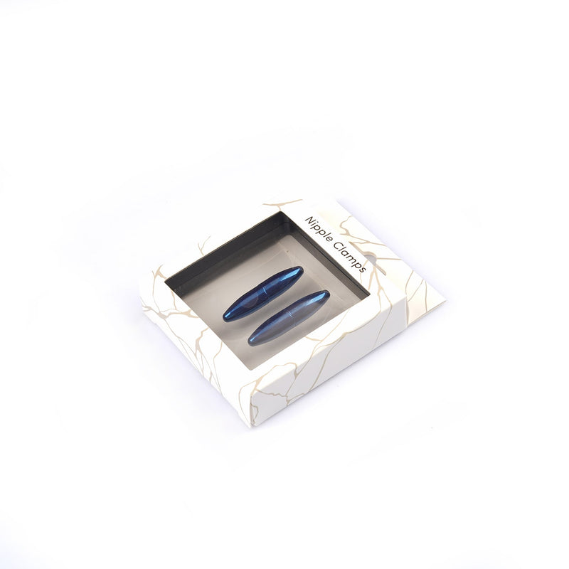 Liebe Seele - Magnetische Tepelklemmen Oval - Blauw Chroom-Erotiekvoordeel.nl