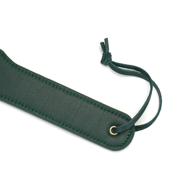 Liebe Seele - Mossy Chic Leather Spanking Paddle – Green & Gold-Erotiekvoordeel.nl