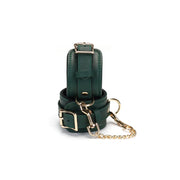 Liebe Seele - Mossy Green - Leather Ankle Cuffs With Gold Chain - Exclusive And Luxurious Design-Erotiekvoordeel.nl