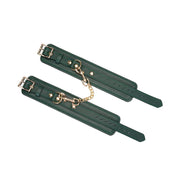 Liebe Seele - Mossy Green - Leather Ankle Cuffs With Gold Chain - Exclusive And Luxurious Design - Erotiekvoordeel.nl