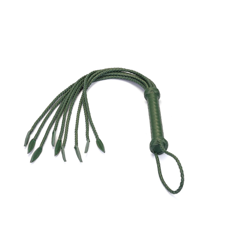 Liebe Seele - Mossy Green - Luxe Gevlochten Flogger - Cat-o-Nine Tails - Exclusief En Handgemaakt In Japan-Erotiekvoordeel.nl