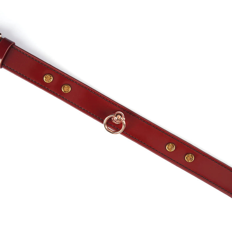 Liebe Seele - Premium-Leder-Choker mit Strasssteinen - Weinrot - Erotiekvoordeel.nl