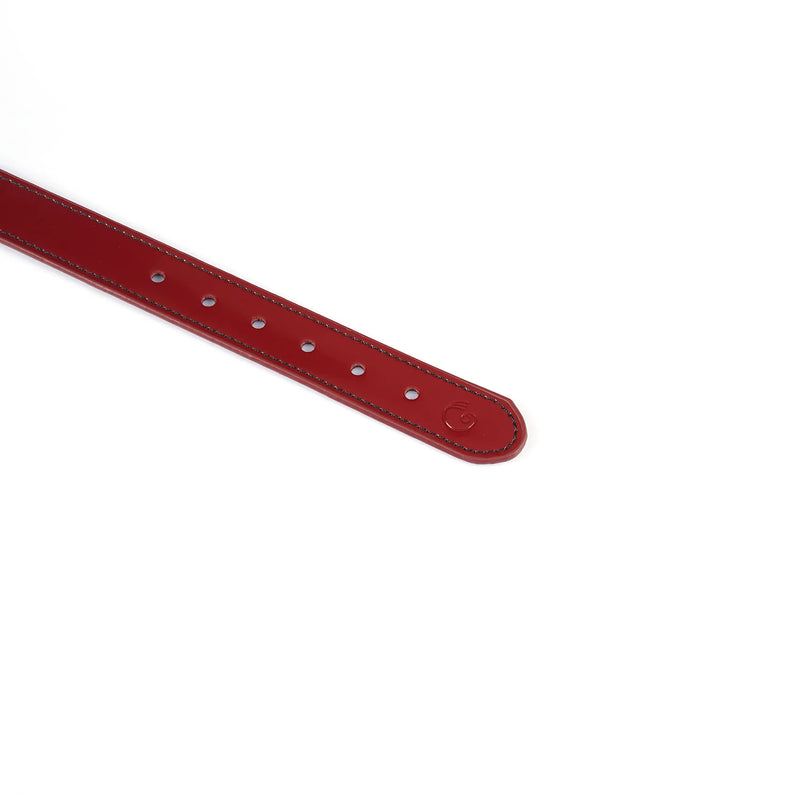 Liebe Seele - Premium-Leder-Choker mit Strasssteinen - Weinrot - Erotiekvoordeel.nl
