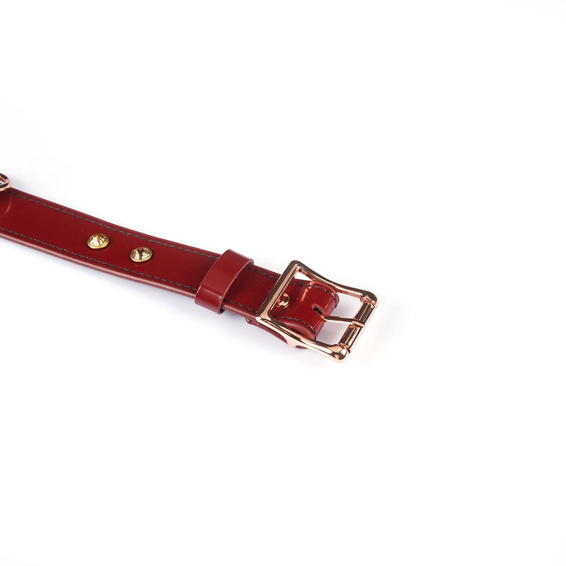 Liebe Seele - Premium-Leder-Choker mit Strasssteinen - Weinrot - Erotiekvoordeel.nl
