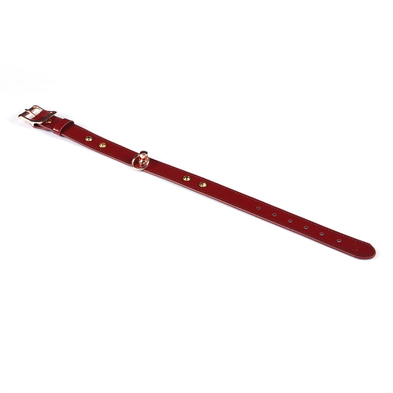 Liebe Seele - Premium-Leder-Choker mit Strasssteinen - Weinrot - Erotiekvoordeel.nl