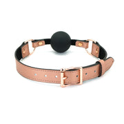 Liebe Seele - Rose Gold Memory Exclusieve Siliconen Ball Gag Met Lederen Band - Rosé Goud-Erotiekvoordeel.nl