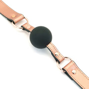 Liebe Seele - Rose Gold Memory Exklusiver Silikon-Ballknebel mit Lederband - Rosé Gold-Erotiekvoordeel.nl