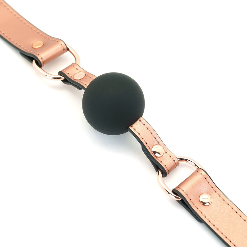 Liebe Seele - Rose Gold Memory Exklusiver Silikon-Ballknebel mit Lederband - Rosé Gold-Erotiekvoordeel.nl