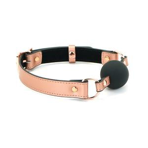 Liebe Seele - Rose Gold Memory Exklusiver Silikon-Ballknebel mit Lederband - Roségold - Erotiekvoordeel.nl