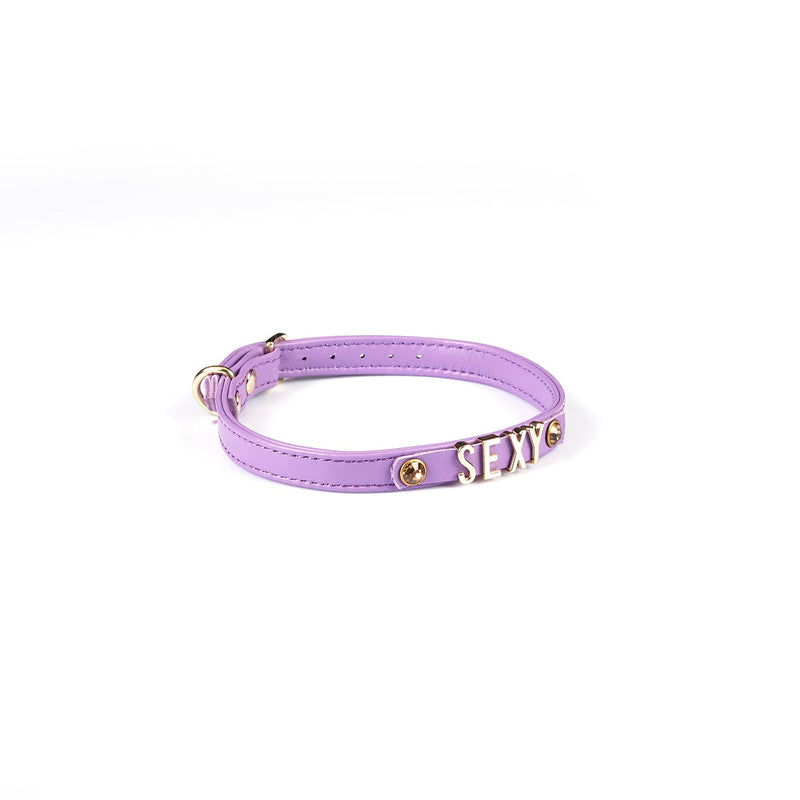 Liebe Seele - Smalle Collar Met Gouden Letters - Sexy - Italiaans Kwaliteitsleder - Lila-Erotiekvoordeel.nl