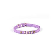 Liebe Seele - Smalle Collar Met Gouden Letters - Sexy - Italiaans Kwaliteitsleder - Lila-Erotiekvoordeel.nl