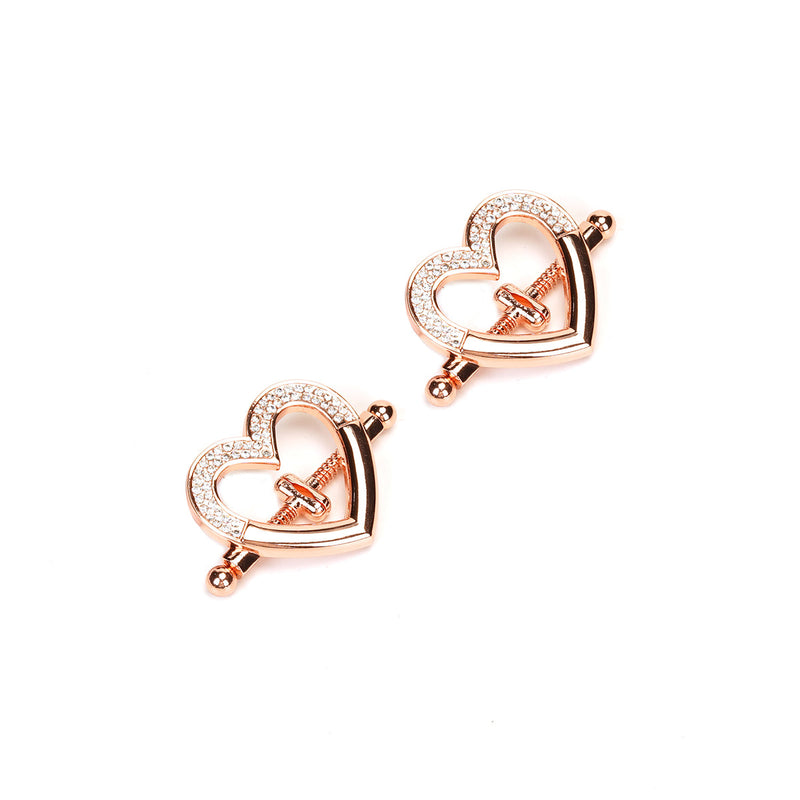Liebe Seele - Nipple Clamps - Heart-Shaped with Rhinestones - Rose Gold-Erotiekvoordeel.nl