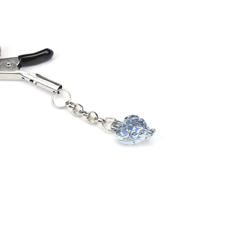 Liebe Seele - Tepelklemmen Met Glow-in-the dark steentje In hartje - Blauw-Erotiekvoordeel.nl