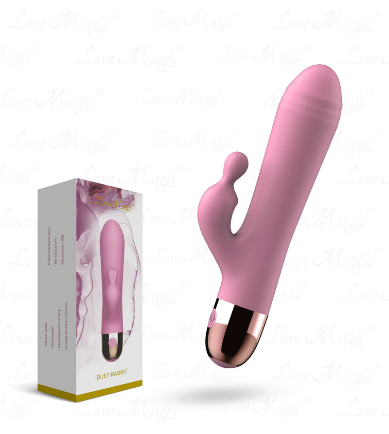 Love Magic - Duet - Rabbit Vibrator - Dubbele motor - Oplaadbaar - Roze-Erotiekvoordeel.nl