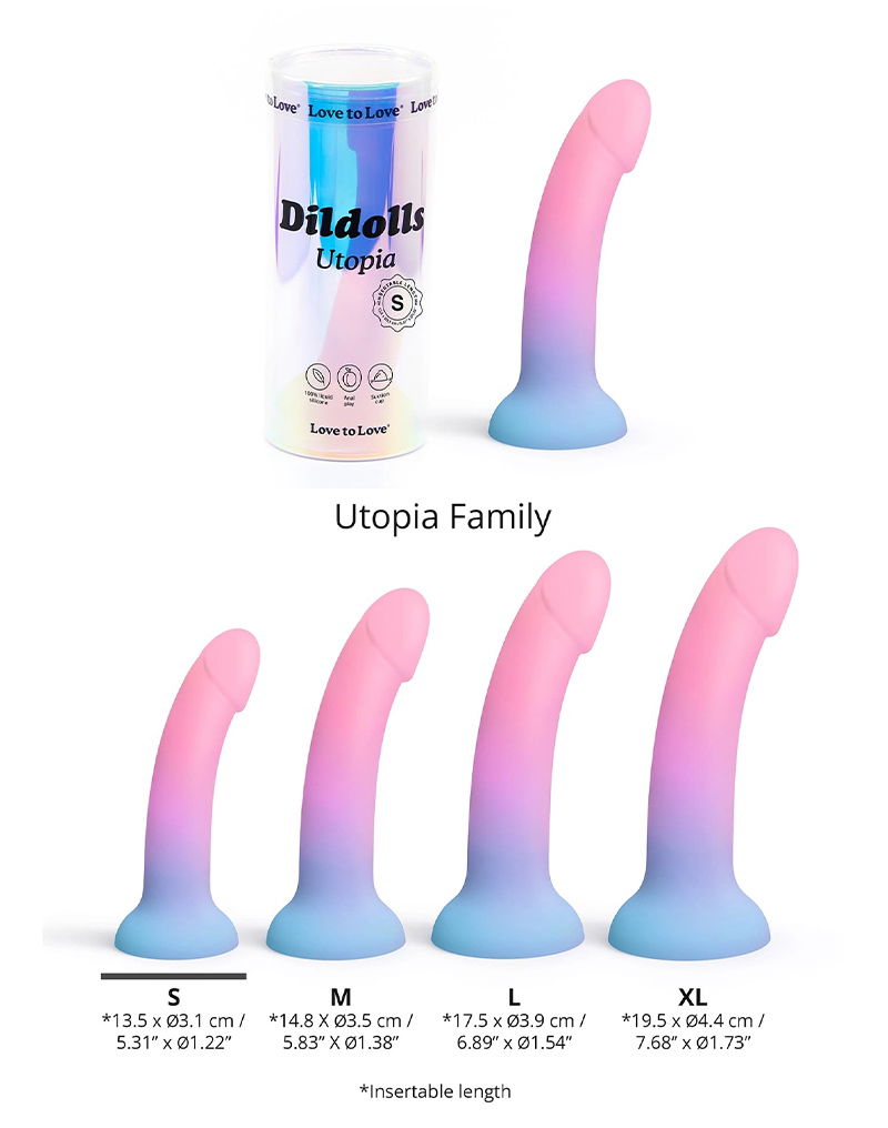 Love to Love - Utopia - Dildolls - Smooth Dildo - Pink/Violet/Blue-Erotiekvoordeel.nl