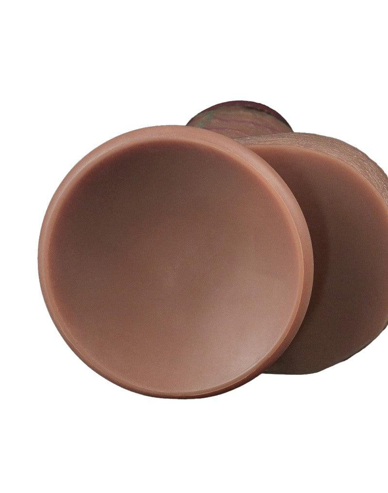 LoveToy - Dubbellaagse Siliconen Dildo XXL - Lengte 24.6 cm - Diameter 7 cm - Bruin-Erotiekvoordeel.nl