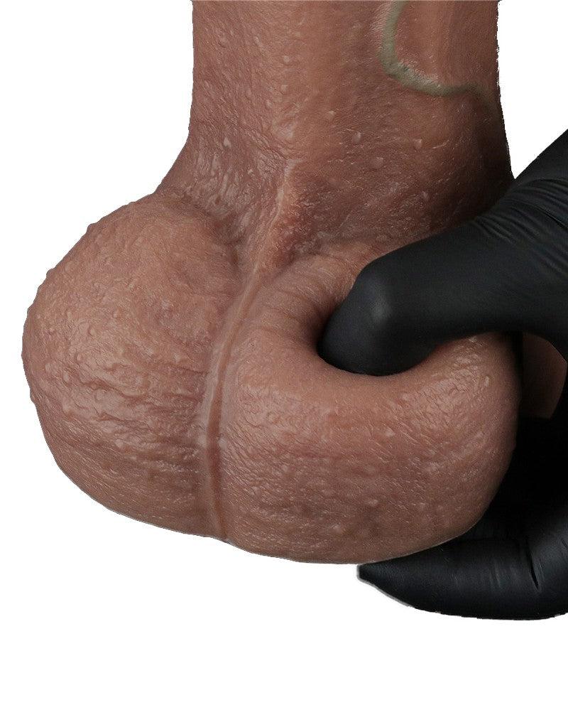 LoveToy - Dubbellaagse Siliconen Dildo XXL - Lengte 28 cm - Diameter 7.4 cm - Bruin-Erotiekvoordeel.nl
