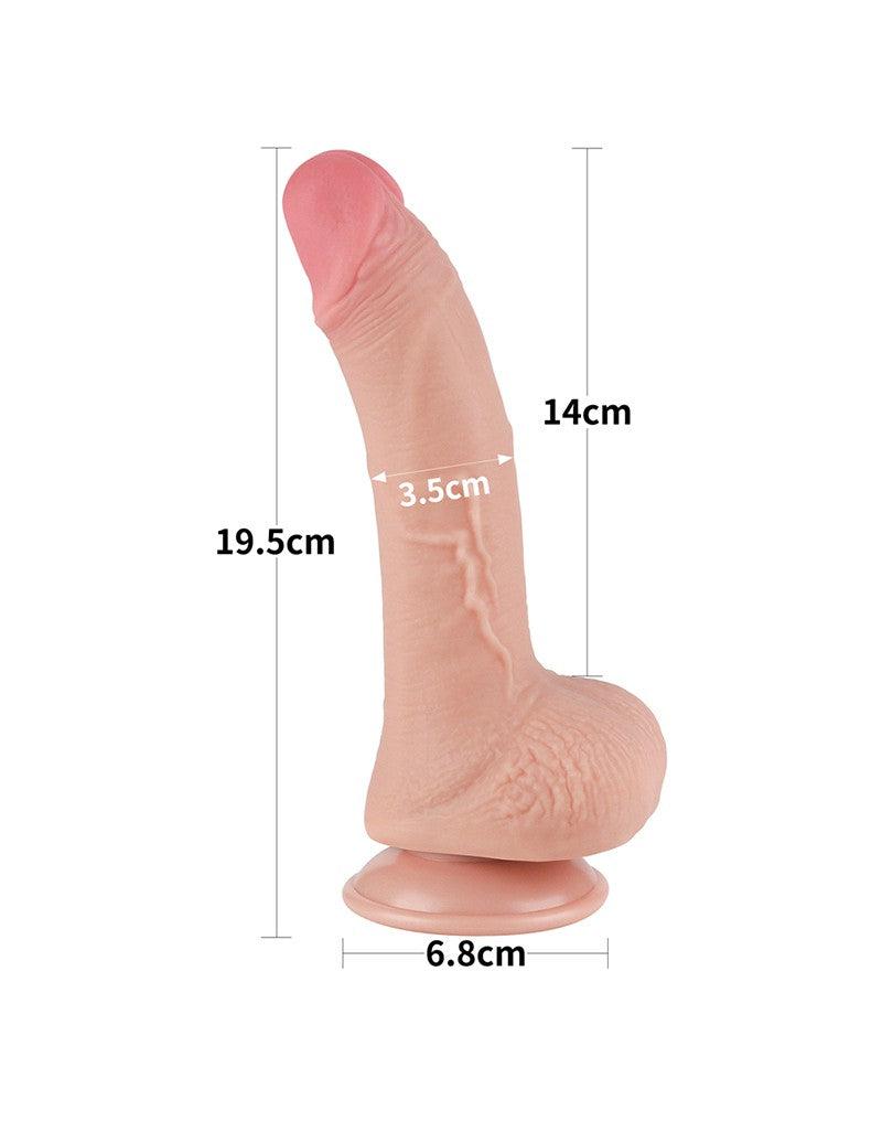 LoveToy - Sliding Skin Dildo - Dubbellaags Dildo - Lengte 19.5 cm - Diameter 3.5 cm - Lichte huidskleur-Erotiekvoordeel.nl